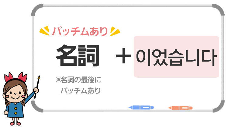 韓国語の過去形 名詞+이였습니다